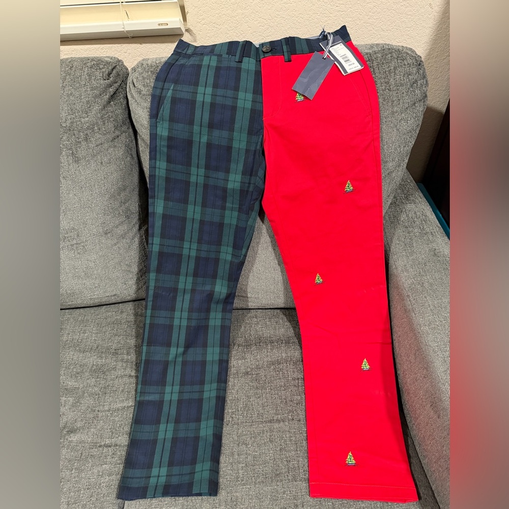 Vineyard Vines Pants Mens 28X30 Colorblock Plaid Christmas Tree Preppy Plaid New